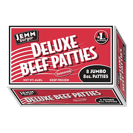 JEMM Burger Deluxe Seasoned Beef Patties (8 Jumbo)