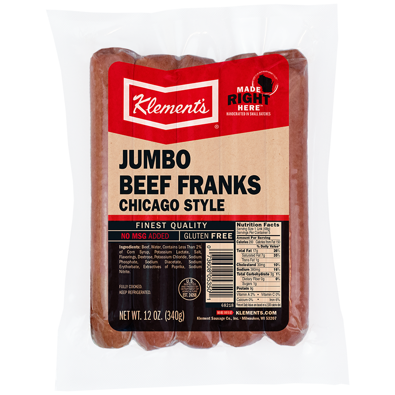 Klement's Jumbo Beef Franks, Chicago Style